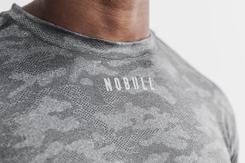 Grey Nobull Lightweight Textured Tee (CAMO) Men's Tanks | CA S1598G